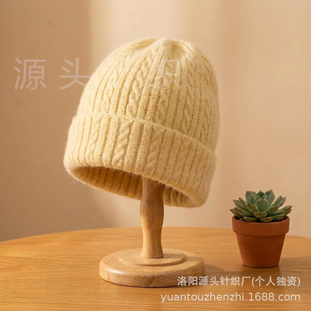 Autumn and winter new velvet thickened men's and women's warm windproof and cold wool knitted hat solid color cold hat