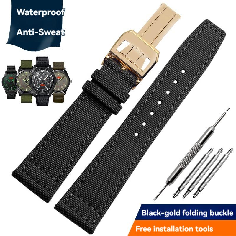 Nylon Canvas Watch Strap for IWC Pilots Portugal Portofino Fabric Cowhide Bottom Watch Chain Men Women Watchband 20mm 21mm 22mm