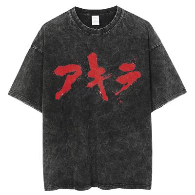 Vintage  Wash  T-shirt  Do  Old  Japanese  Anime  Akira  Street  Casual  Short  Sleeve  Harajuku  Cotton Neutral Top