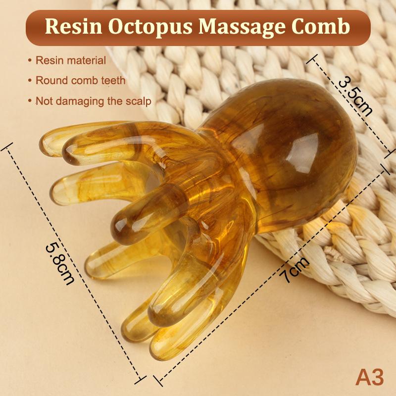 Resin Octopus Comb Head Massager Meridian Scraping Scalp Massage Brush Acupuncture SPA Gua Sha Health Massage Tool