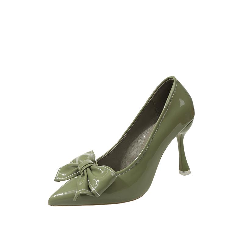 Fashion 35-43 Size Plus High Heels for Women 41 New Versatile Slim Heel Temperament Pointed Bow Single Shoes 42 Work Shoes