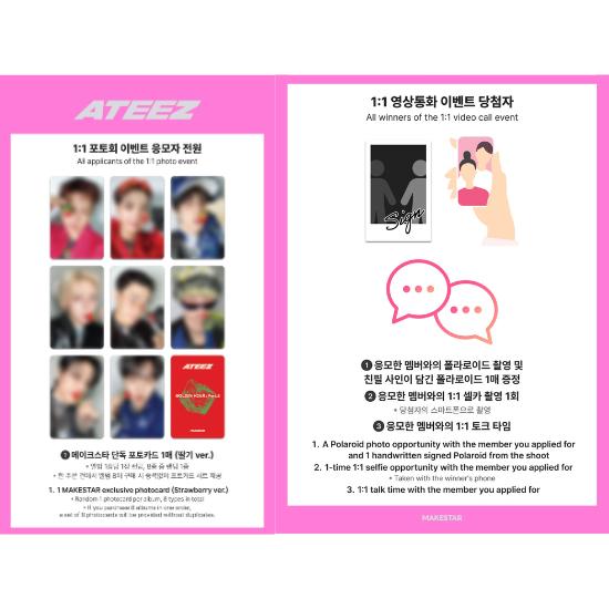 Strawberry Ver MAKESTAR Only Official Photocard POB ATEEZ 14th Mini Album GOLDEN HOUR Part 5