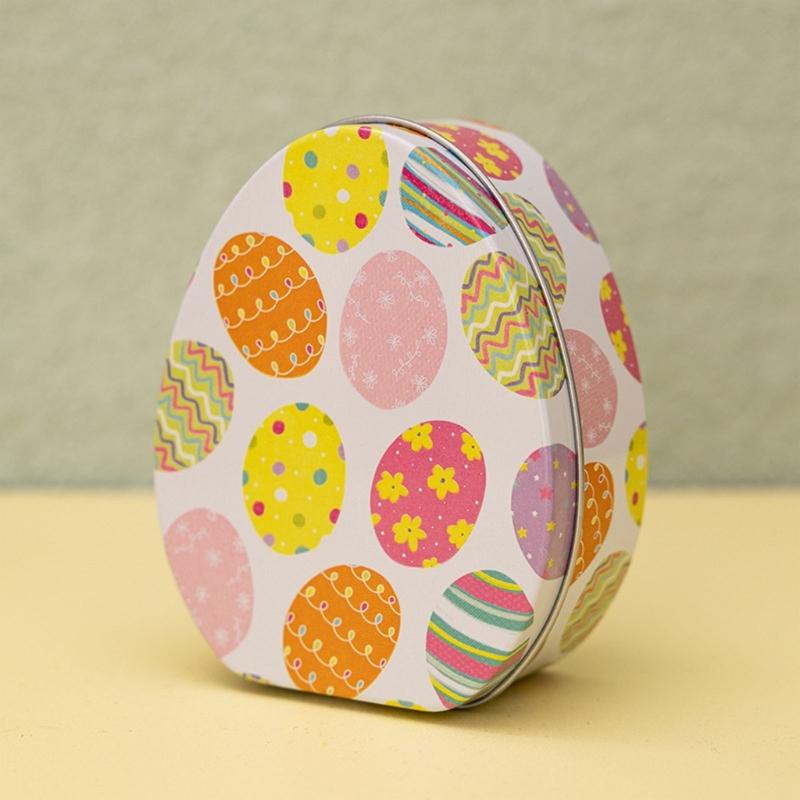 Iron Box Easter Candy Box Tinplated Eggshells Pattern Container for Party Organizing and Displaying