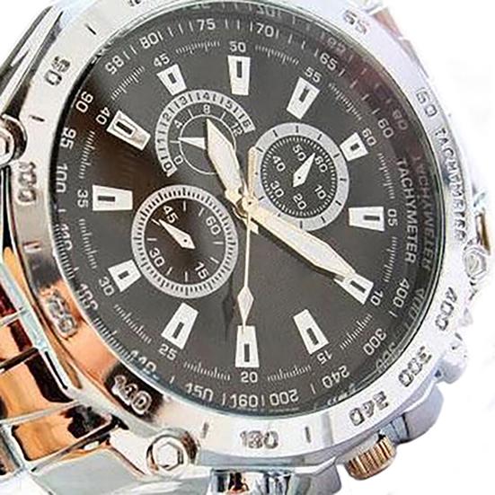 Fashion Men Stainless Steel Quartz Analog Sport Wrist Watch Father's Day Gift