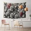 Florale Blume Wandteppich Aschgrauer Hintergrund Wandkunst Rosen Wandteppiche Pflanze Botanisch Natur Wandbehang Schwarz-Weiß Stil