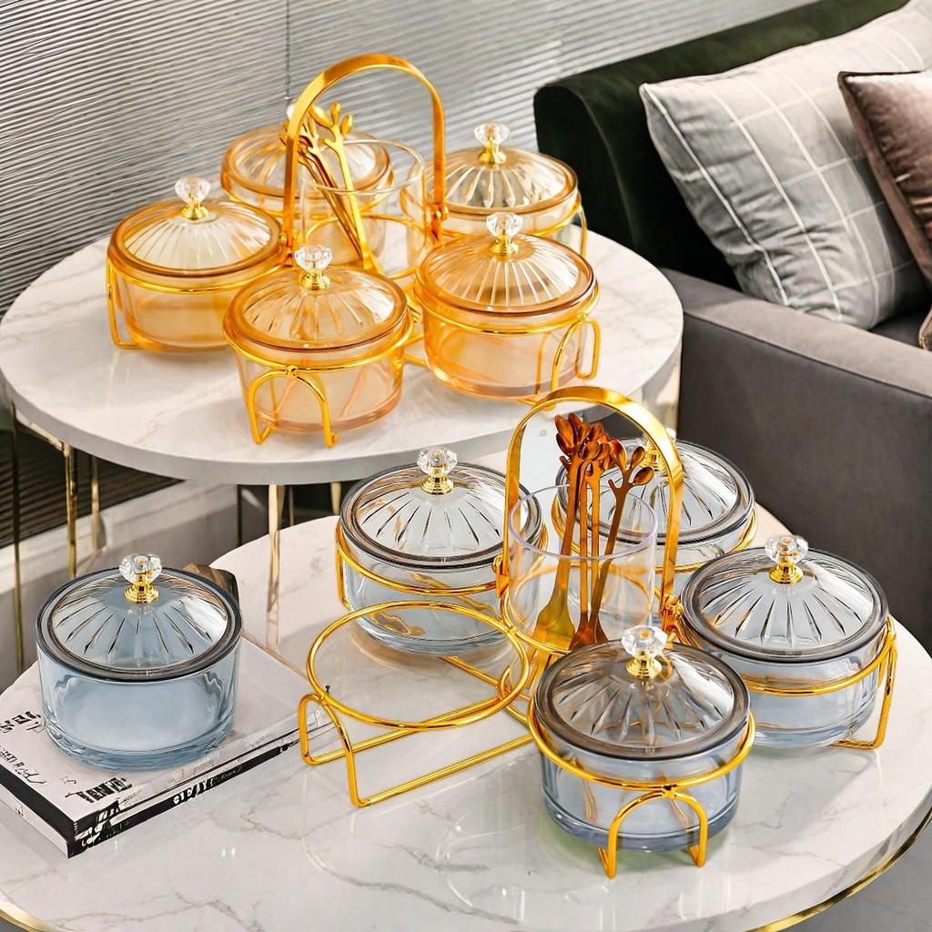 Transparent Dustproof Snack Tray with Lid for Living Room Coffee Table