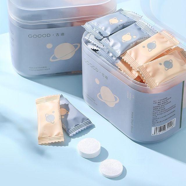 Лактасия - Набор из 50: Дорожная сжатая маска-салфетка для лица Set Of 100 - 50 Cotton & 50 Tencel - White