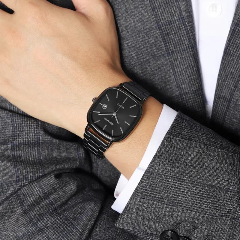 Luxury Mens Quartz Calendar Watches Stainless Steel Strap Waterproof Analog Display Fashion Casual Wristwatch