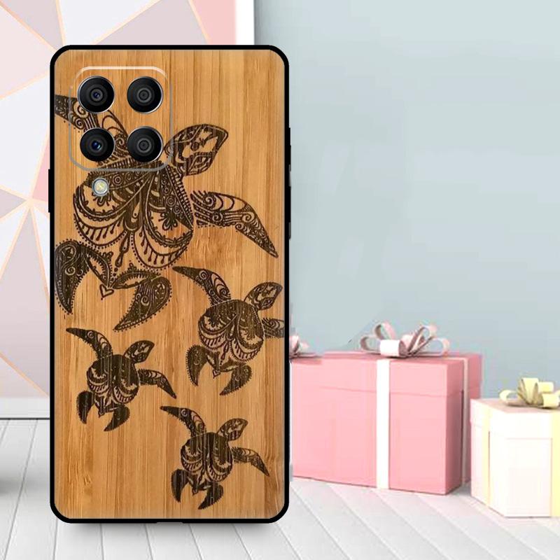 Natural Bamboo Wood Animal Print Case For Samsung Galaxy M16 M31 M21 M13 M33 M53 M15 M35 M55 M36 M56 M12 M32 M52 M14 M34 M54