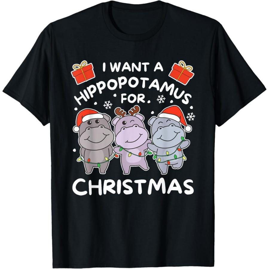 Я хочу бегемота на Рождество Сладкие Бегемоты Футболка S