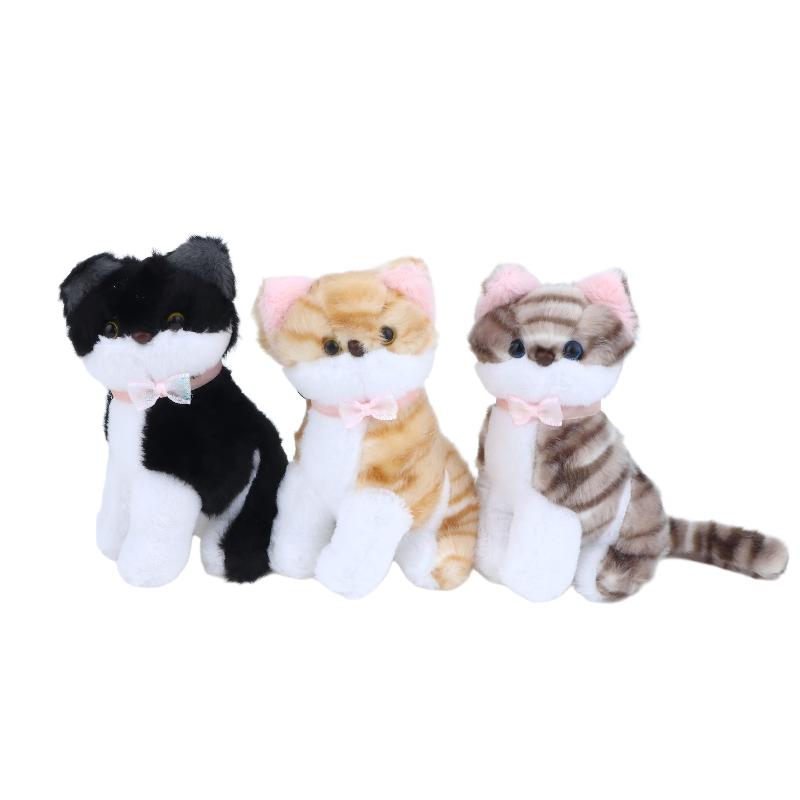 Cute Realistic Cat Plush Keychain Soft Fluffy Adorable Kitten Charm Lightweight Bag Pendant for Teen Girls Gift