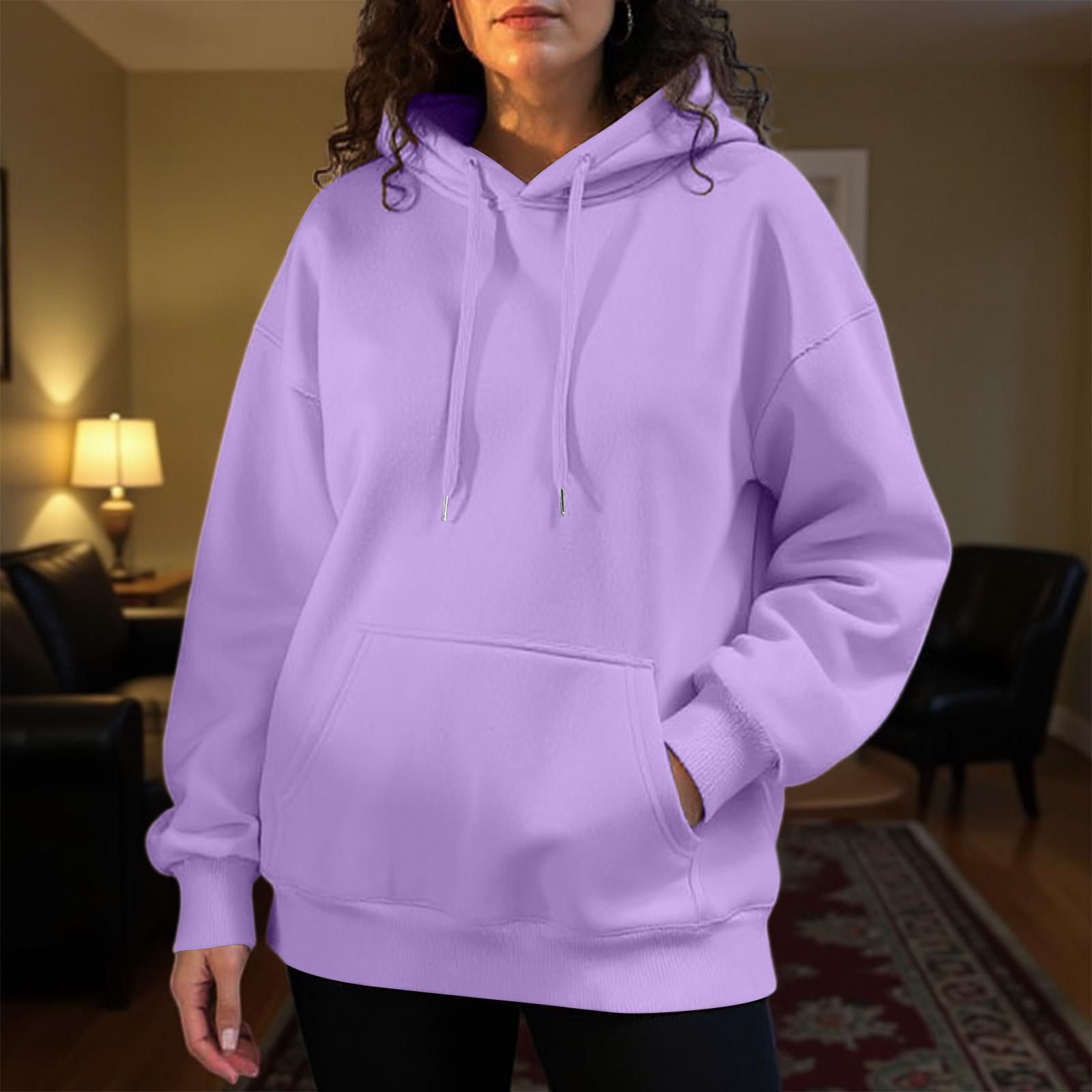 

Women s Fashion Solid Color Casual Long Sleeve Hoodie M