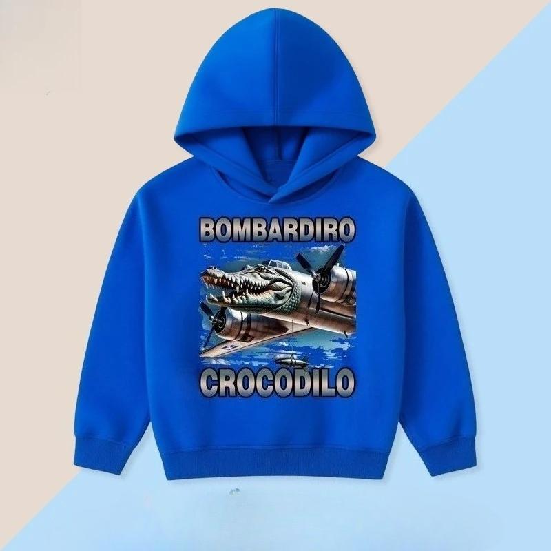 Fall Winter Kids Cartoon Children Hoodie Fun Classic Mountains Seas Tung Tung Tung Sahur Print Warm Hooded Sweatshirts