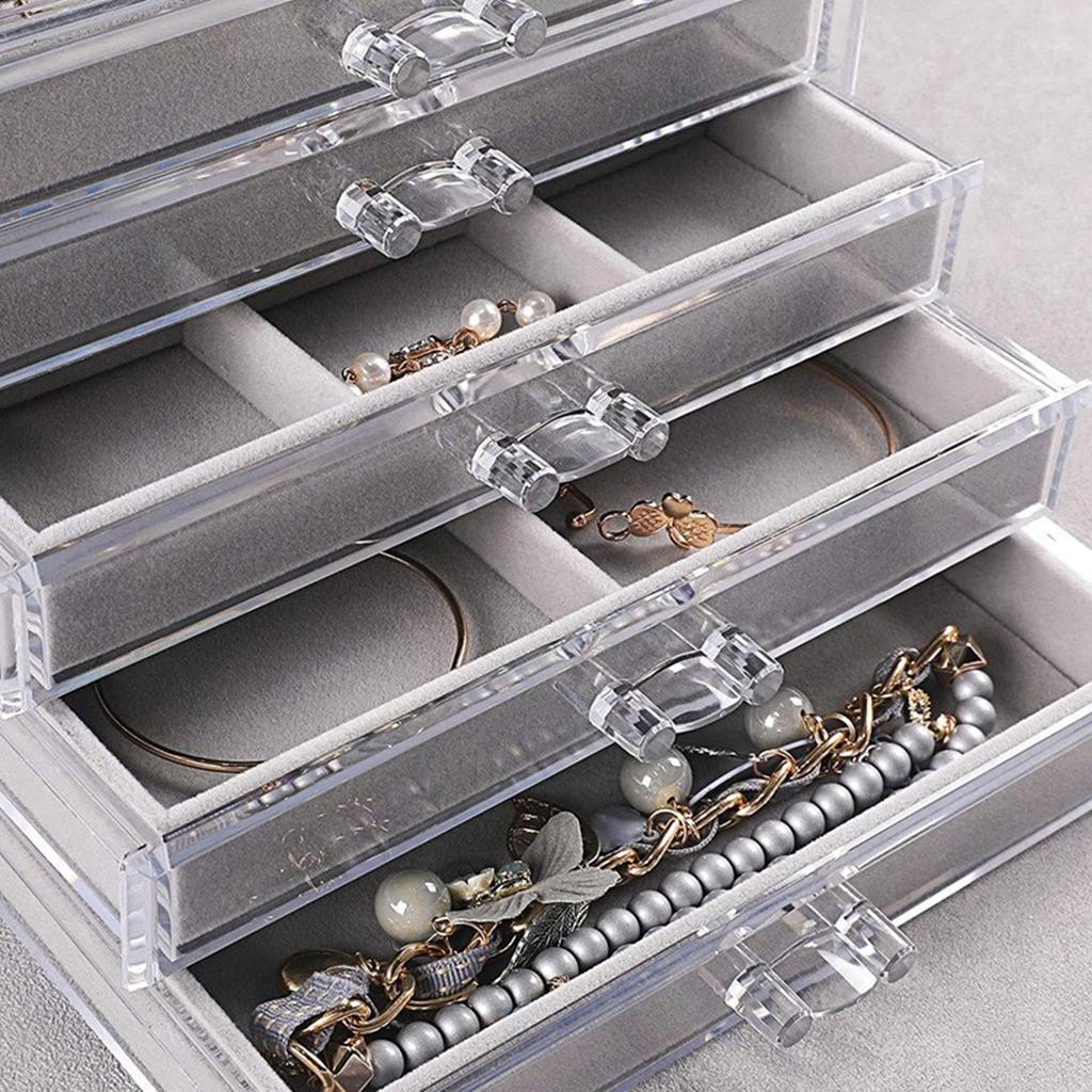 Dustproof Acrylic Organizers Drawers Space Saving Makeup and Jewelry Drawer Organizers with Easy Clean Acrylic Material