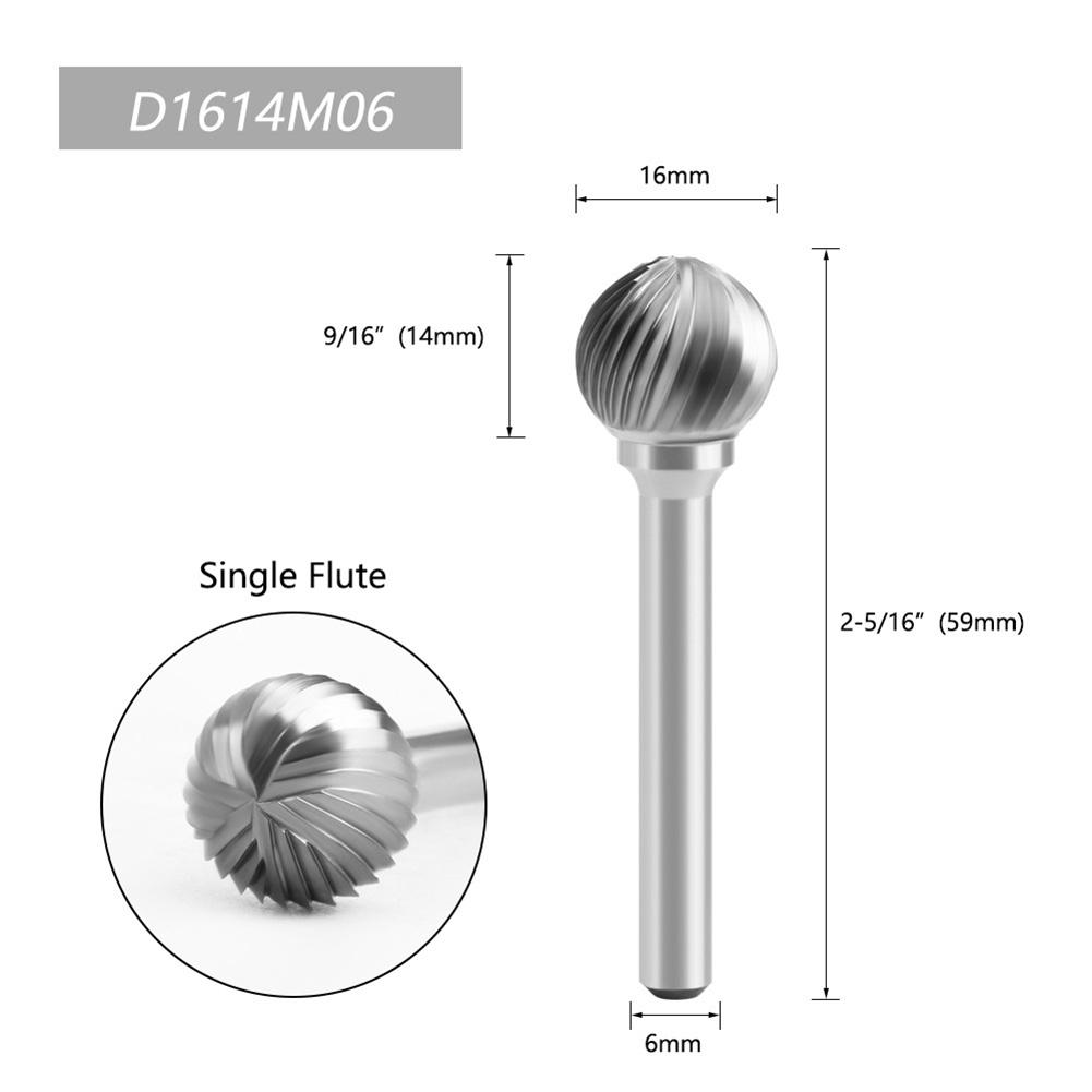 1pc Round Ball 6mm Shank Rotary Burr Milling Cutter For Woodworking Router Bit For Rotary Tool Shaping Carving Engraving