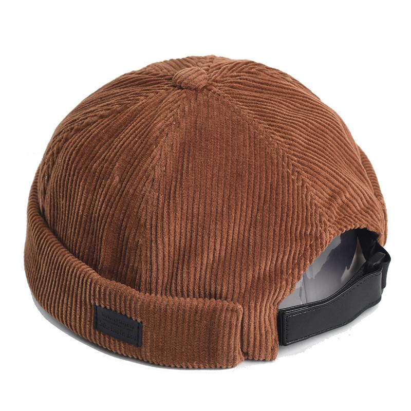 New Corduroy Docker Cap Without Visor Thickening Vintage Winter Autumn Brimless Caps Dome Beanie Hat Men Women Retro Street Hats