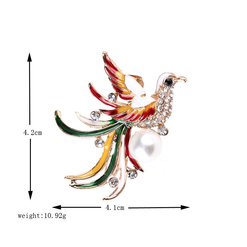 Peacock Pearl Brooch Enamel Drop Oil Animal Phoenix Design Long-lasting Color Exquisite Hypoallergenic Corsage Accessory