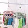 Clothes Drying Hanger 32 Clips Underwear Laundry Rack Foldable Socks Bracket Storage Organizers Windproof Clothes Horse Supplies