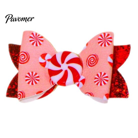 Charming Hair Clips for Photo Shoots Christmas Candies Bow Clip Women Girls, Sweet Glitter Hairpins, Artificial Leather Accessories Clip, Cute