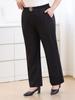 Winter 2025 Plus Size Fashionable High-Waist Straight-Leg Pants with Metal Accents for Middle-Aged Women, Size 6XL