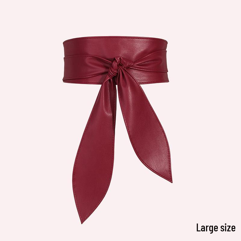 Women's Elegant Wide Waist Belt with Soft Bow Ribbon - Extra Long and Versatile