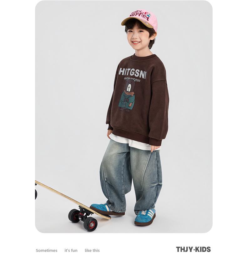 Boys' Fleece-Lined Jeans: Winter 2025 Style for Kids - Thick, Warm, and Stylish Long Pants