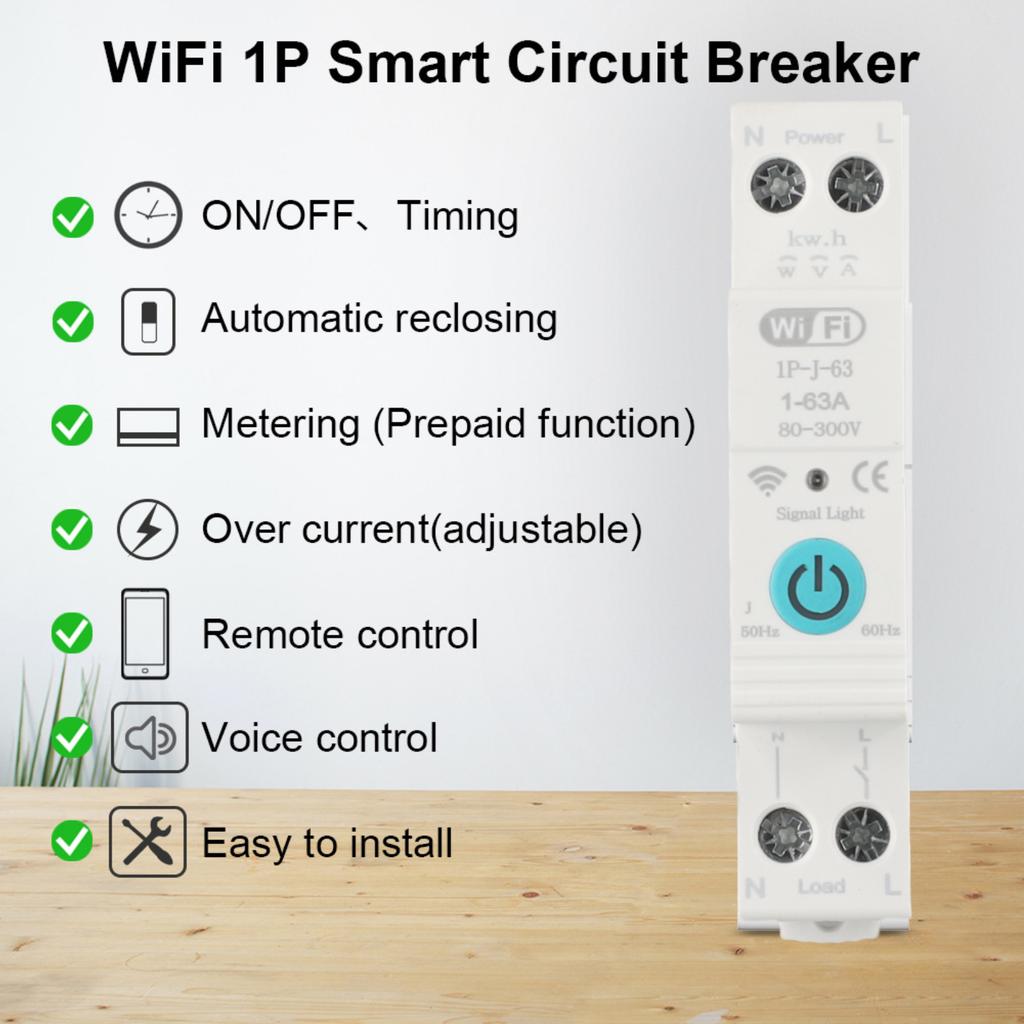 Electrical Safety Remote Control Circuit Breaker Energy Monitoring Breaker AC 90-300V Energy Monitoring Remote Control