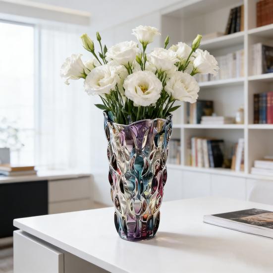 Glass Vases for Flowers Colorful Faux Crystal Decorative Vase for Floral Arrangements Wedding Table Centerpiece Housewarming Gifts