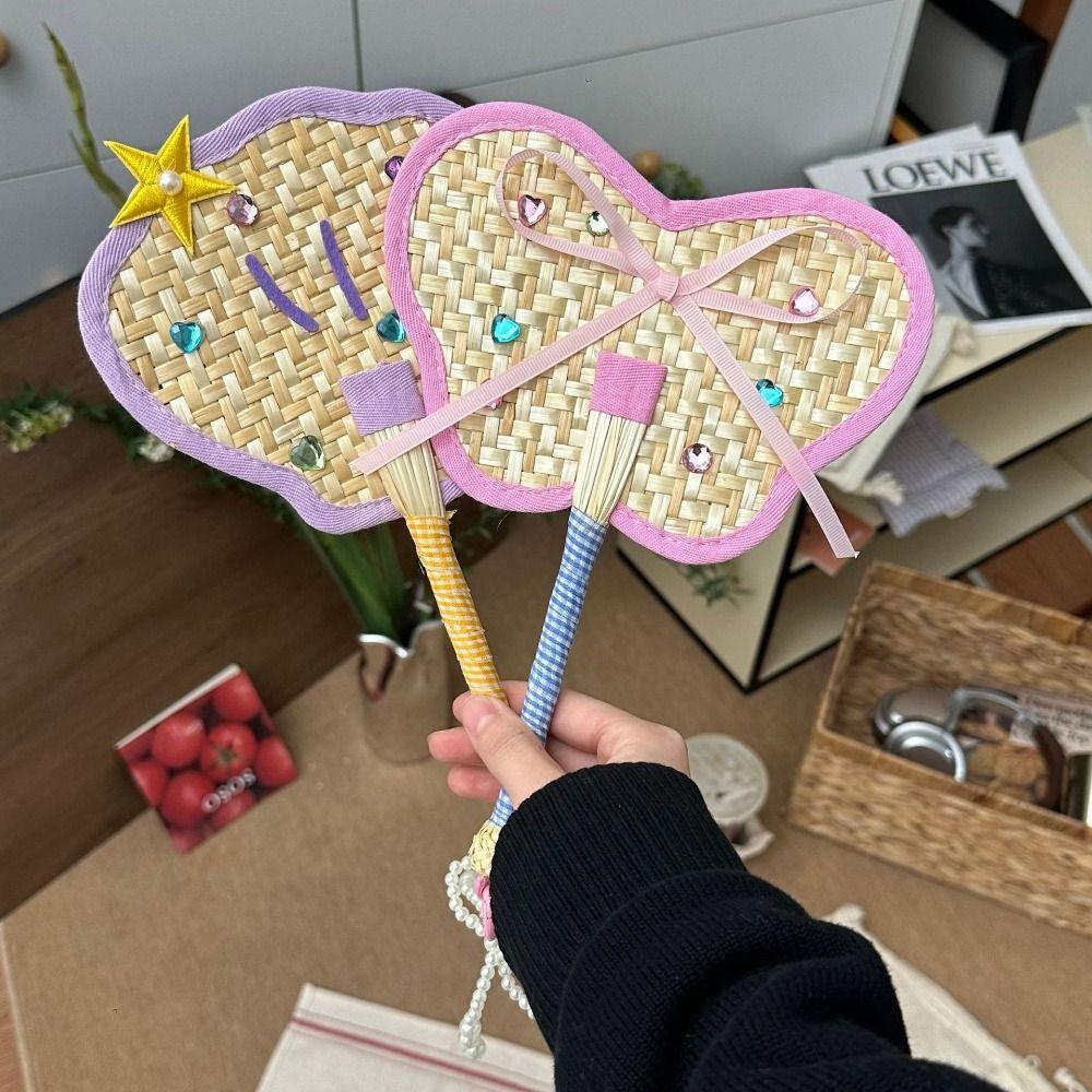 Hand-cranked Pu Fan Bamboo Handheld Fan Portable Bamboo Weaving Fan Home Decor