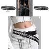 Retro Double Prong Metal Belt With Perforated Pattern For Street Style Look