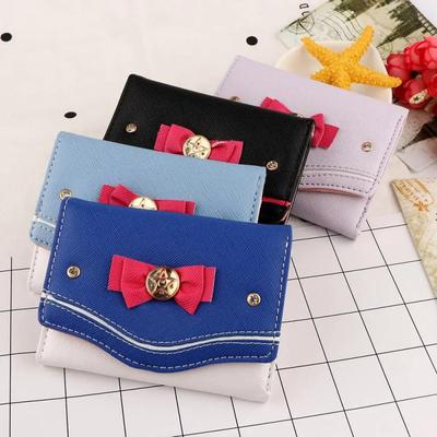 Candy Color Bow Damenmode Geldbörse PU Leder Karte Münzbörse