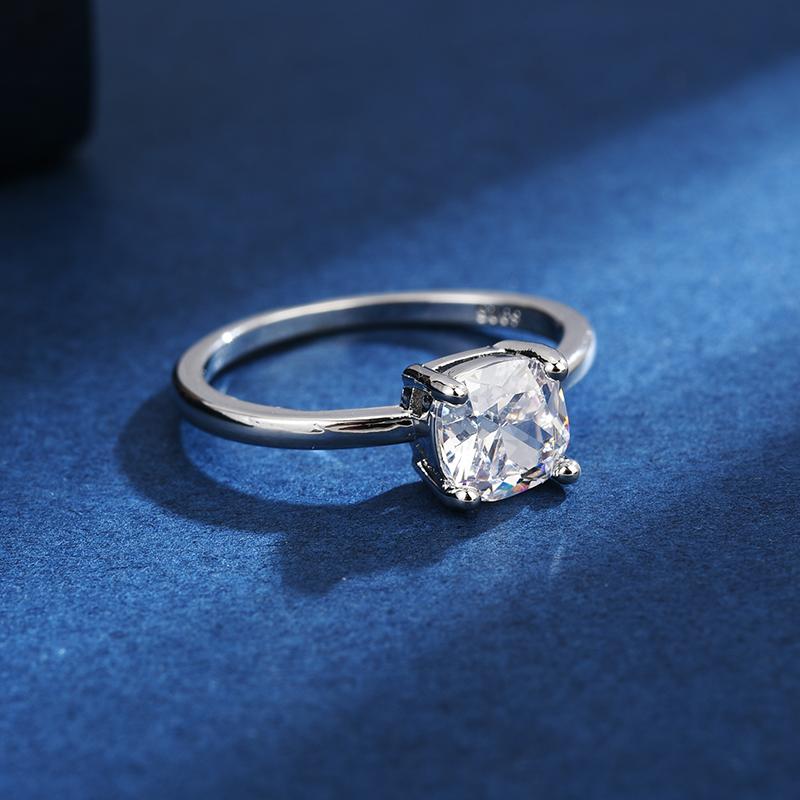 925 Silver Classic 6 Claw Cubic Zirconia Rings Women Luxury Gold Color Wedding Engagement Bands Eternity Lady Jewelry Wholesale