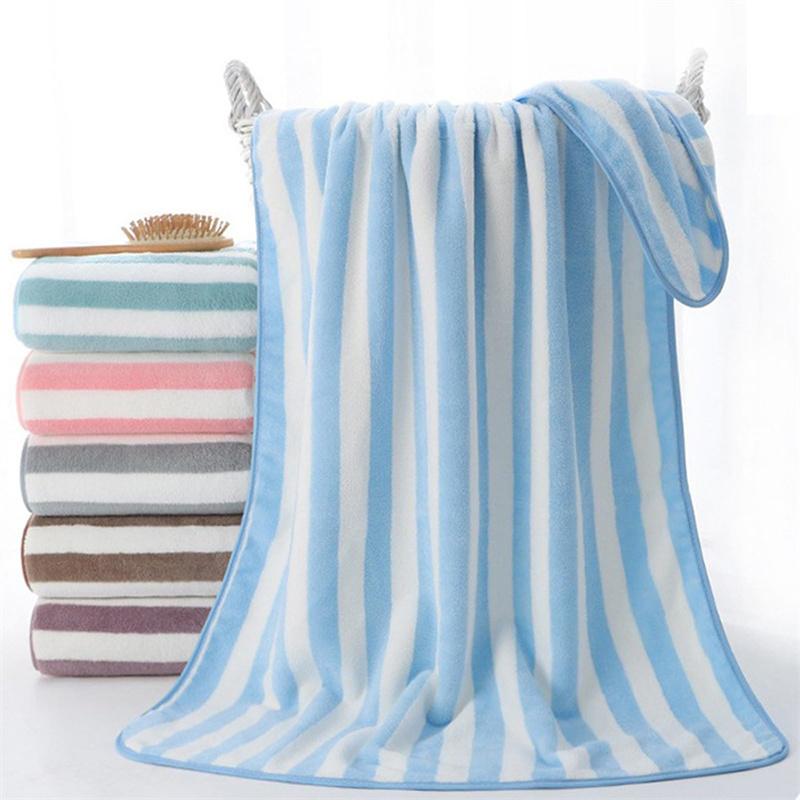 towel Stripes Absorbent Quick Drying Bath Towel Sets Soft Adults Face Hand Towels Bathroom Microfiber Swim Bath Towels