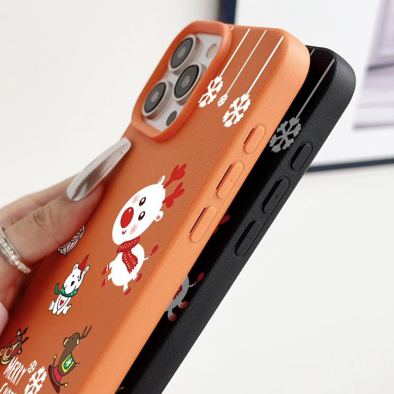 For iPhone 17 Air Case Christmas Tree Santa Claus Leather Texture Cover For iPhone 16 Pro Max 15 14 13 12 11 16e Funda iPhone17 Pro Max Soft Cover