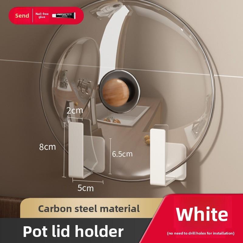 Kitchen Wall Mount Pot Lid And Cutting Board Rack With Steel Material For Space Saving
