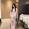 11 Years of Autumn and Winter High-end Ice Silk Pajamas Women's Sweet and Cute Pink Bunny Thin Loungewear Can Be Worn Outside the Set