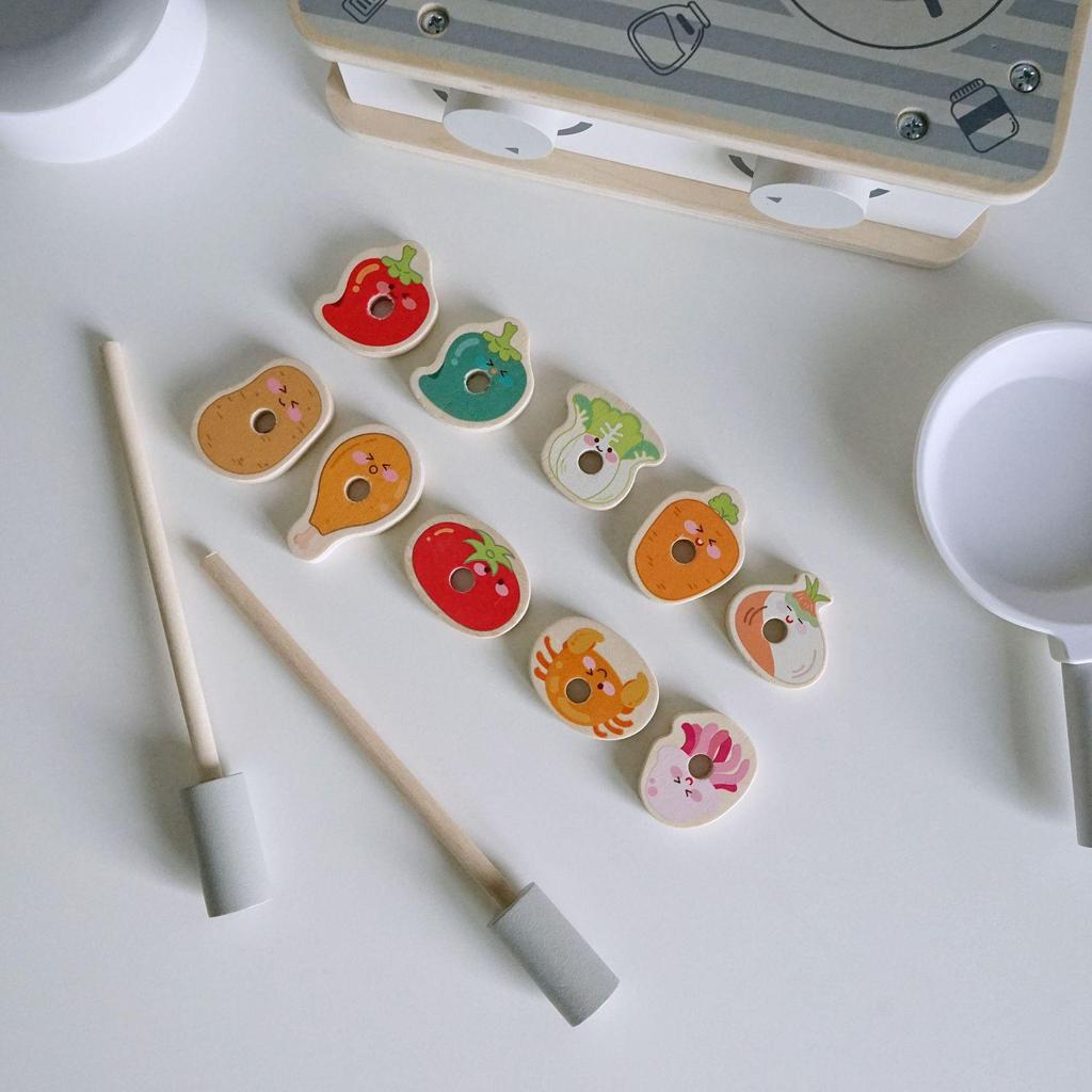 Nordic Style Mini Kitchen Playset: Portable Gas Stove & Simulation Tableware for Children