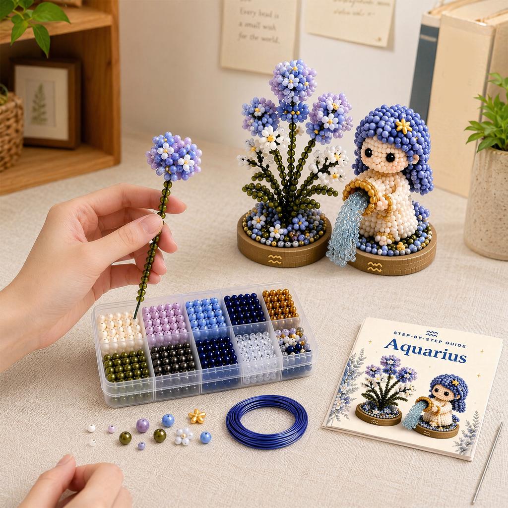 Teen Bead Craft Project 12 Zodiac Signs Kit DIY Beaded Garden 3D