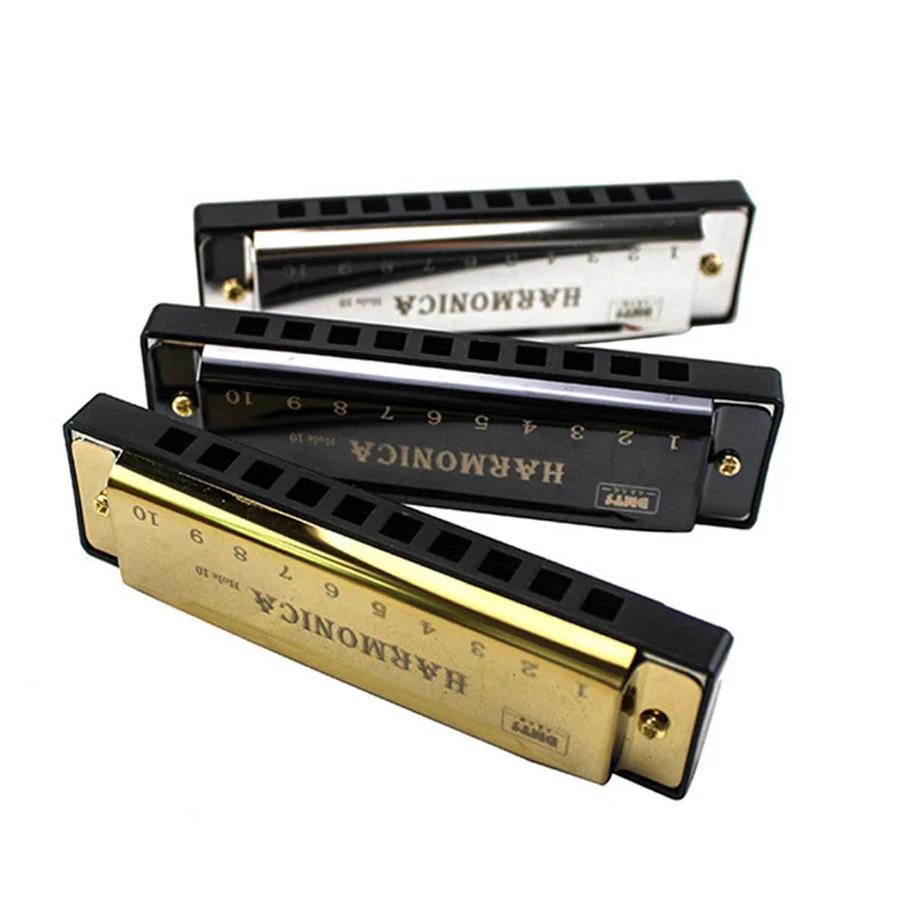 3 Colors Metal Blues Harmonica Professional Titanium Brass Wind Instruments Stage Music Performance Daily Practice Tool XJM