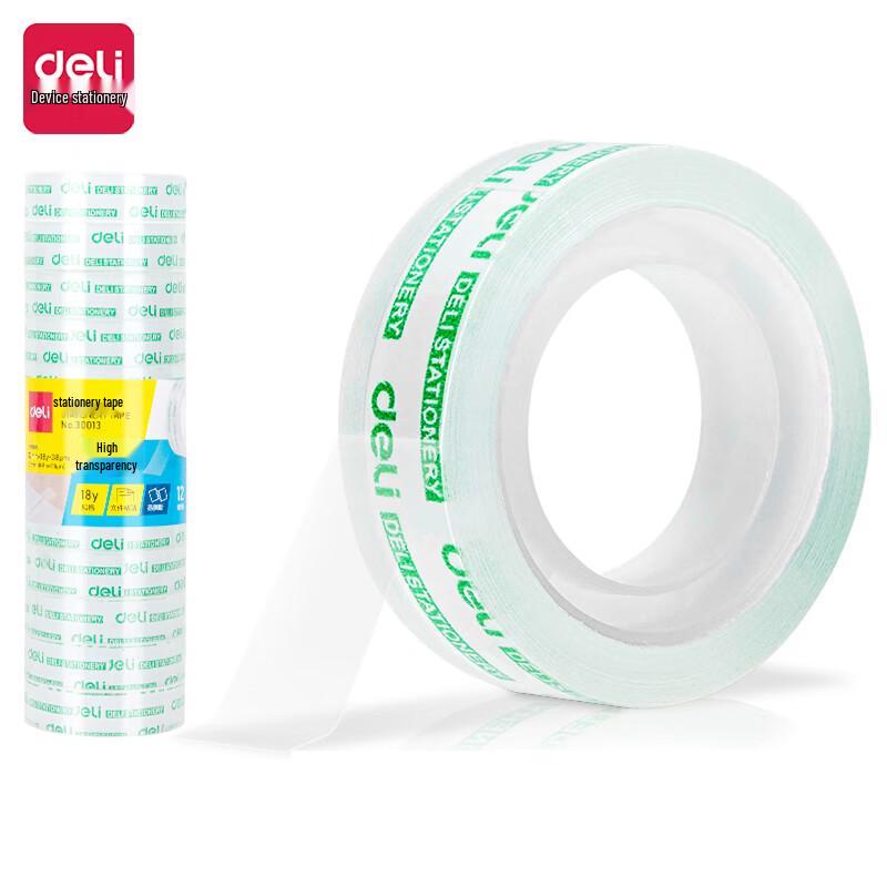 Deli 30013 Transparent Colored Stationery Tape, 36 Rolls