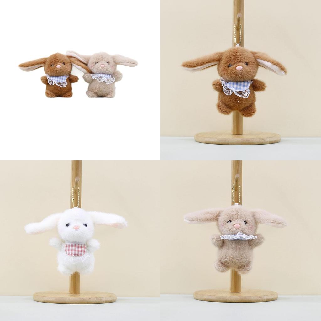 Cute Plush Bunny Pendant Keyring Fluffy Stuffed Animal Decorative Doll For Bags