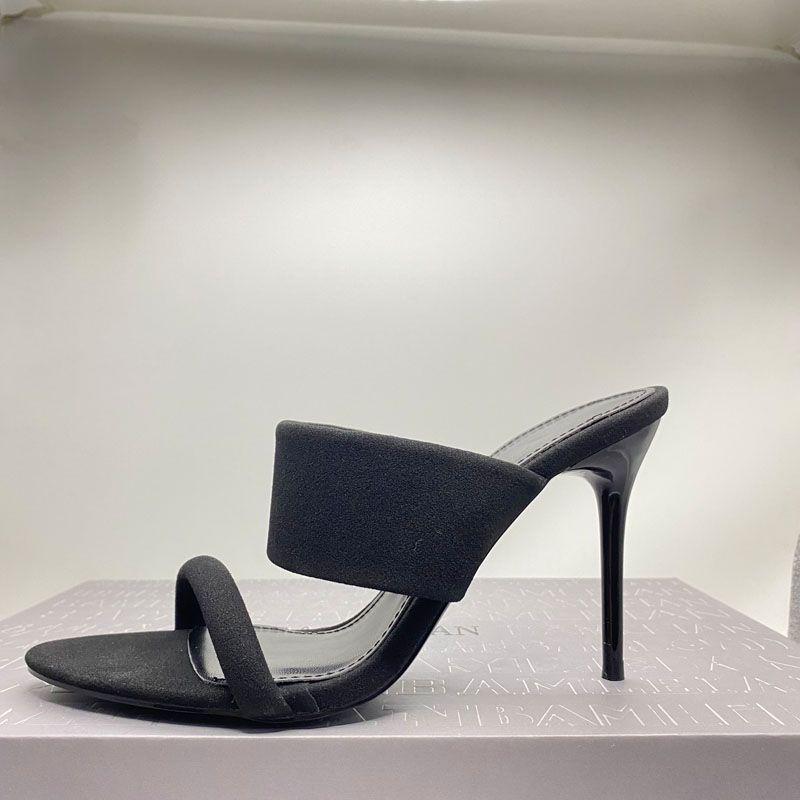 2025 Sommar Mångsidiga Fyrkantig Tå Högklackade Stilettsandaler för Kvinnor