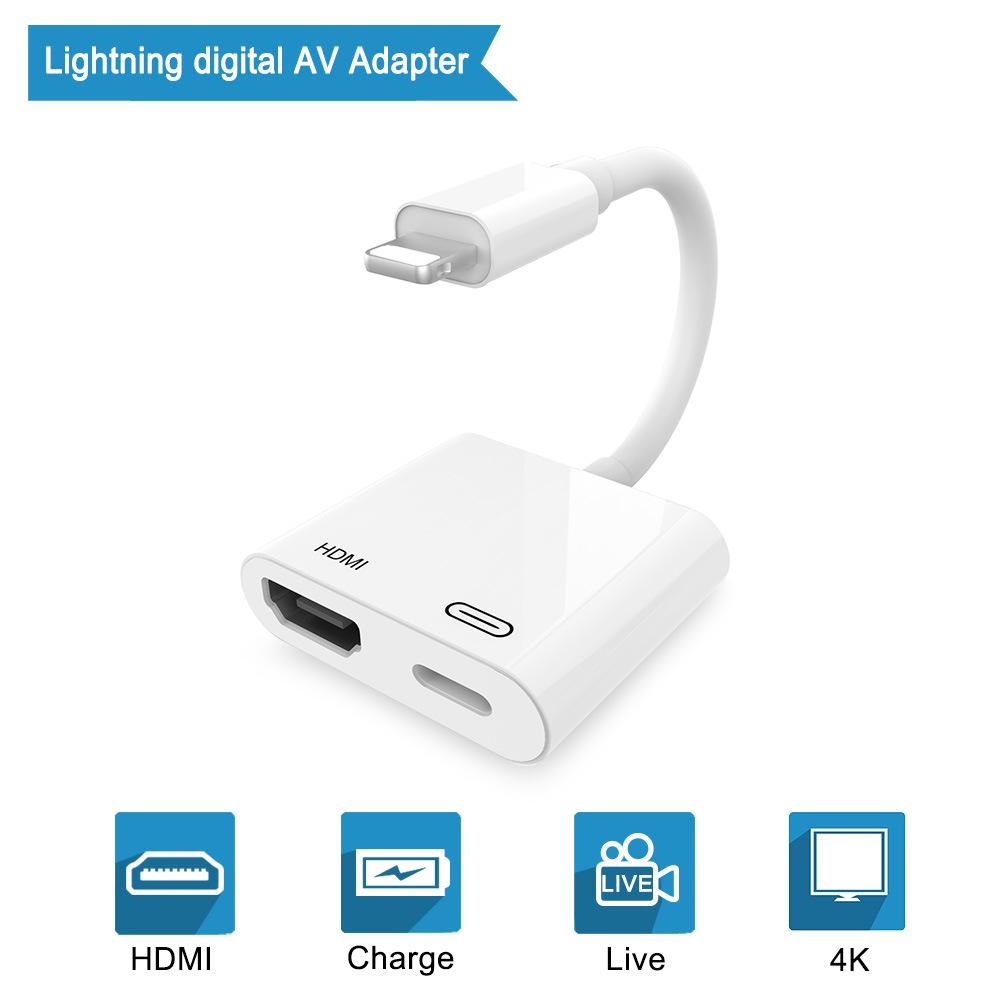 Lightning 8pin Male to HDMI Female+8pin Female Lightning Digital AV Adapter for iPhone 13/12/11/8/7