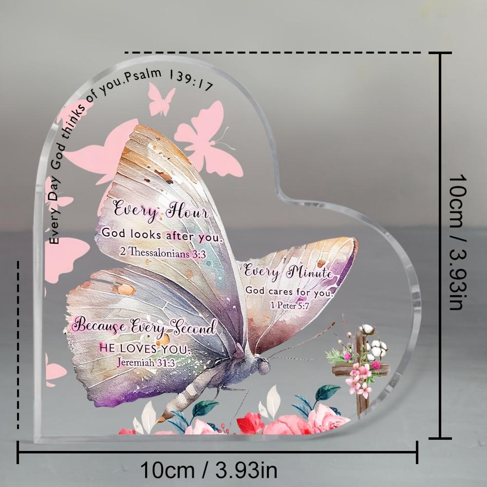 Christian Women'S Gift -Desktop Decoration with Butterfly & Floral Design, Vintage Style Inspirational Bible Verse Prayer Ornament, Religious Frien