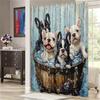 Naughty Puppy Shower Curtain - French Bulldog in Bath Hanging on Living Room Wall, Bedroom Decoration - Adorable Pet Inspiration