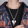High-Quality European and American Full Diamond Water Drop Broken Heart Couple Necklace