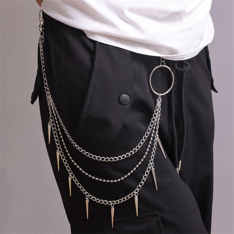 Punk Rock Metal Pants Waist Chain Men Women Key Chain Big Ring Wallet Keychain Jeans Unisex Hip-hop Jewelry Gift