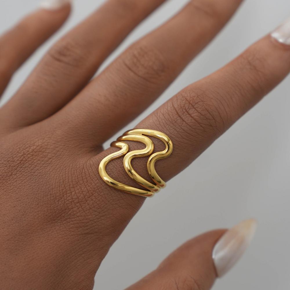 2026 New Design Stainless Steel Creative Geometric Hollow Open Ring for Women Statement Metal Rust Proof Minimalist Jewelry