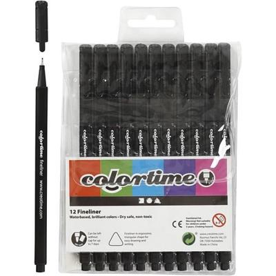 Fineliner Pens - Colortime - 12 Pcs - Line: 0.6-0.7 Mm - Multicolor - Ergonomic