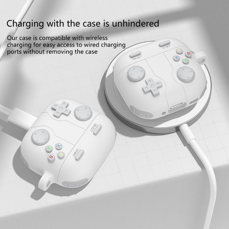 Customs Fit Protective Silicone Case For  Earbud Case With Gaming Consoles Design And Carabiner Clip